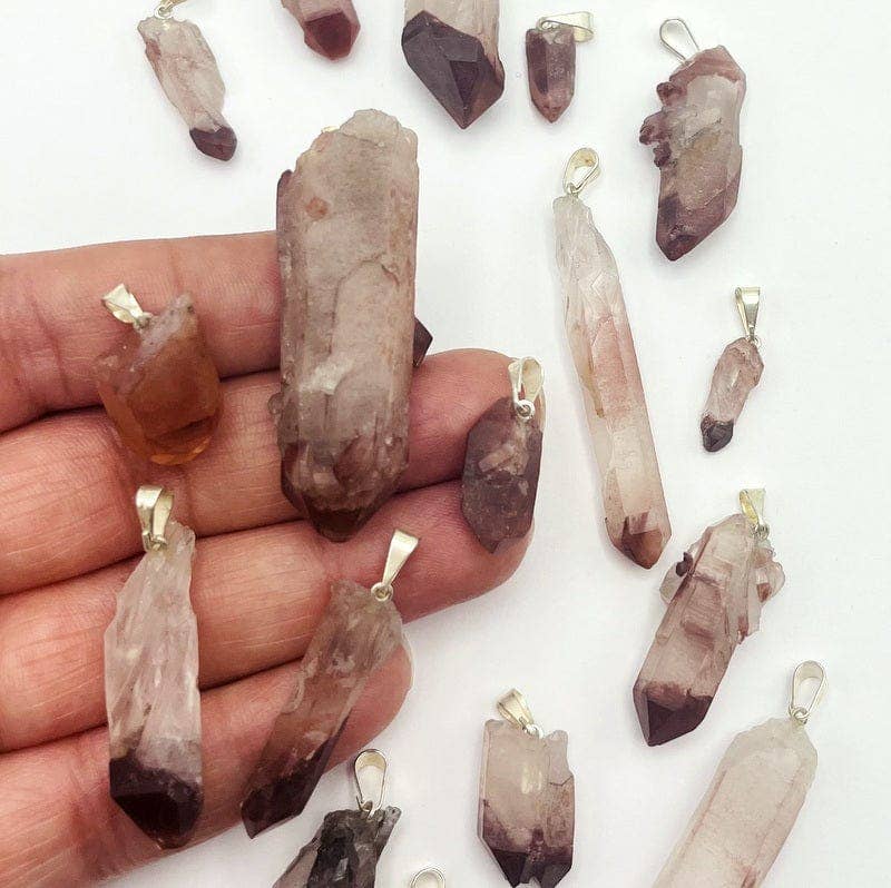 Lithium Quartz Crystal Point Pendant Jewelry