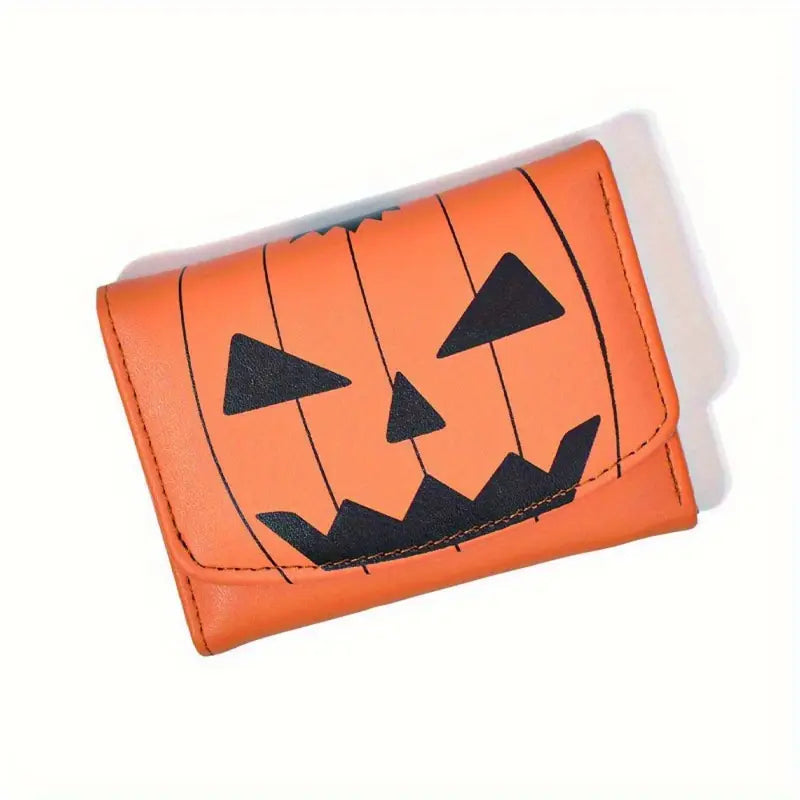 Halloween Pumpkin Print Faux Leather Wallet