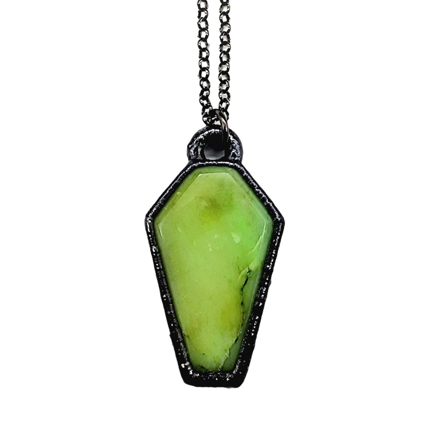 Apple Green Chrysoprase Coffin Necklace