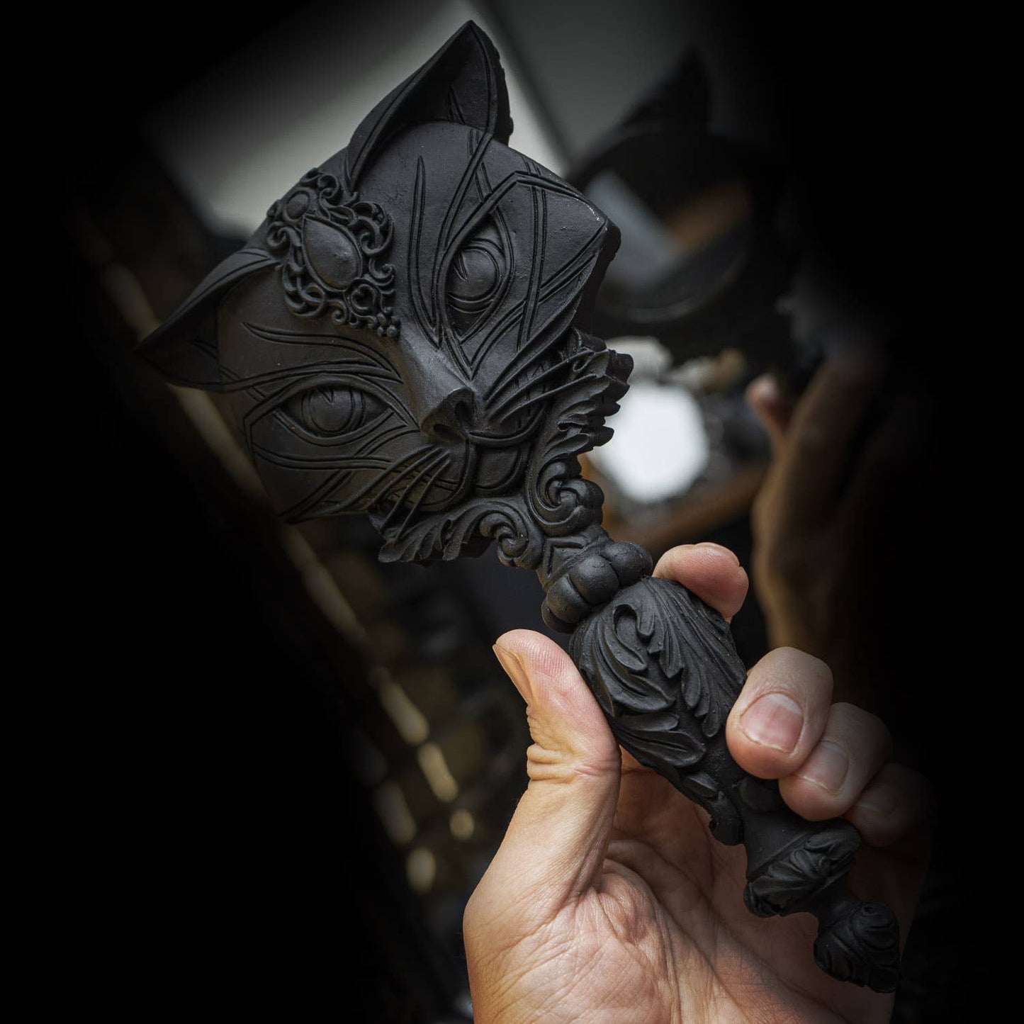 Sacred Black Cat Hand Mirror