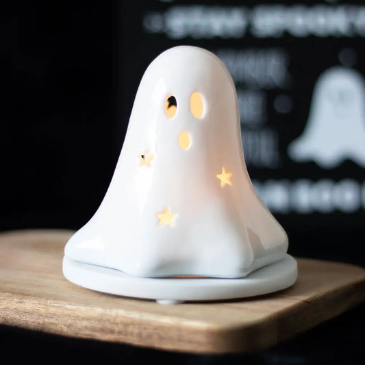 Ceramic Halloween Ghost Tealight and Incense Cone Holder image 0