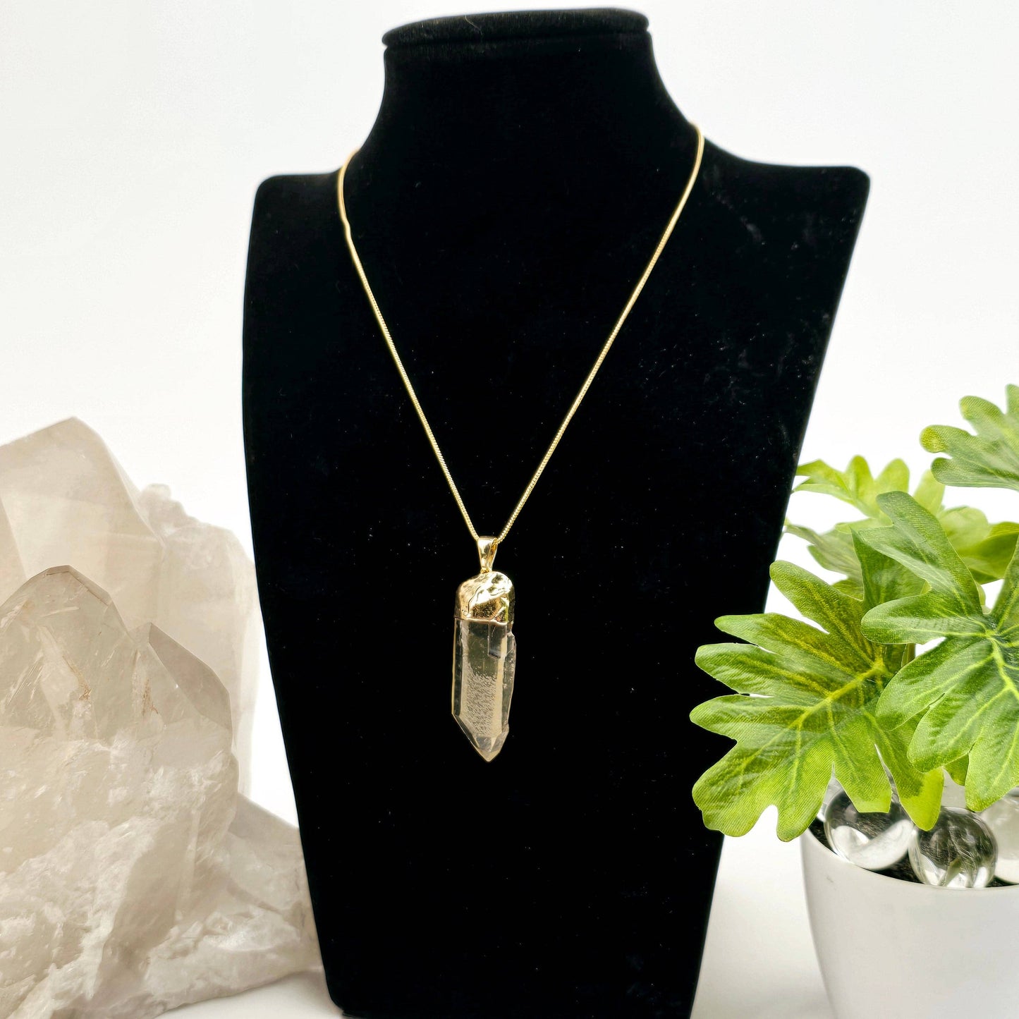 Smokey Citrine Natural Rough Crystal Point Pendant with 24k Gold Electroplated Cap and Bail