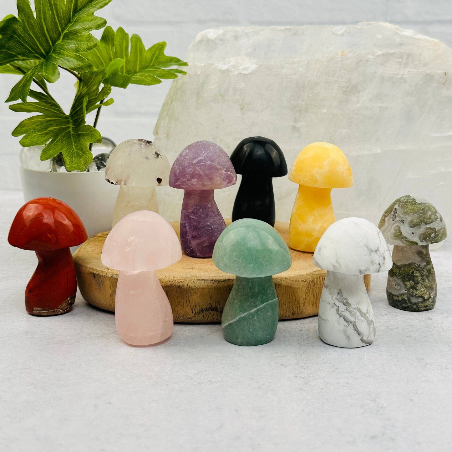 Crystal Gemstone Mushrooms Carving - You Choose Stone
