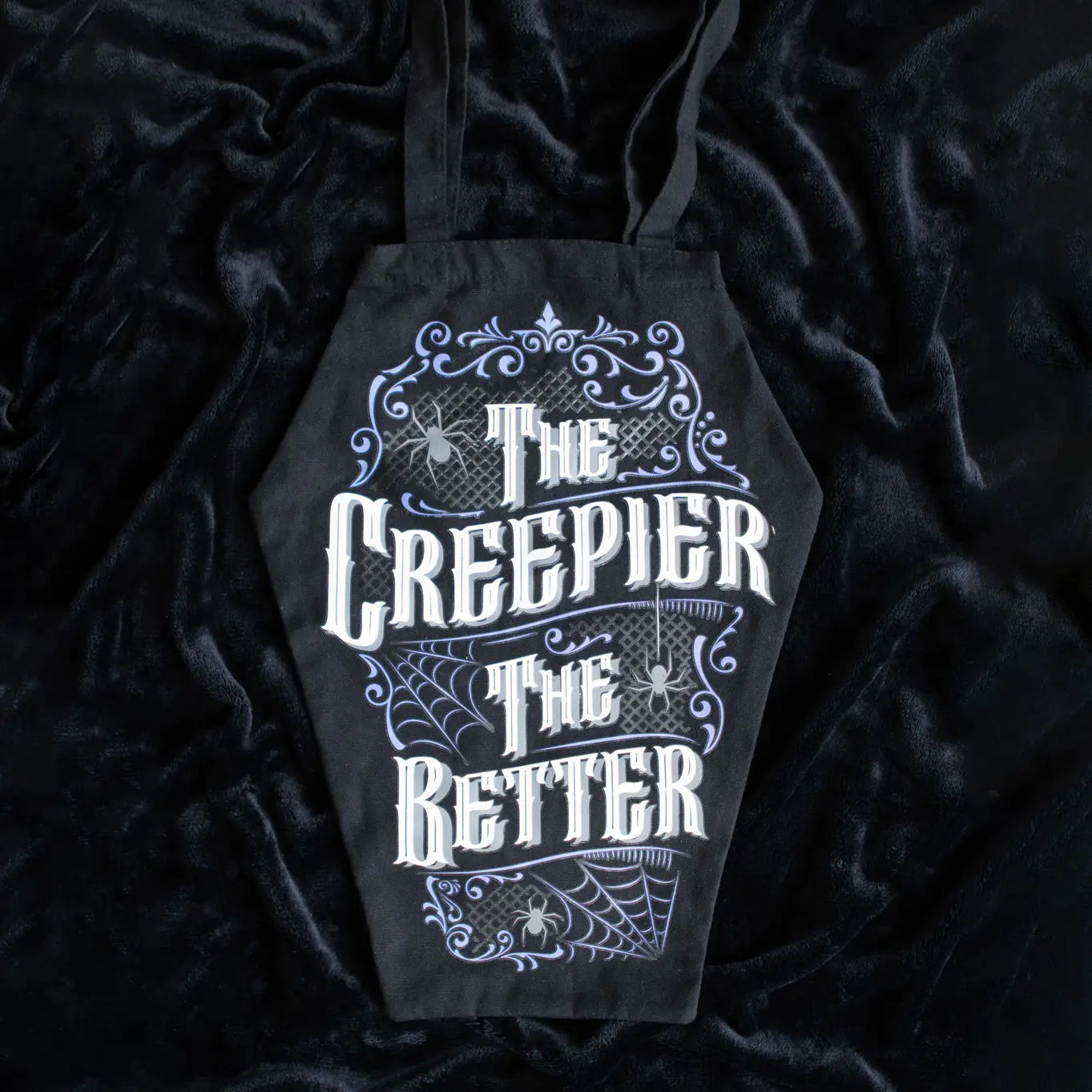 Gothic the Creepier the Better Coffin Shaped Tote Bag image 0