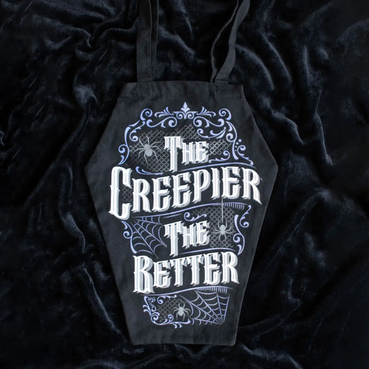 Gothic the Creepier the Better Coffin Shaped Tote Bag image 0