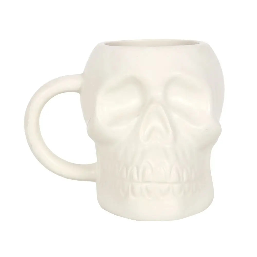 Matte White Gothic Halloween Skull Mug image 3