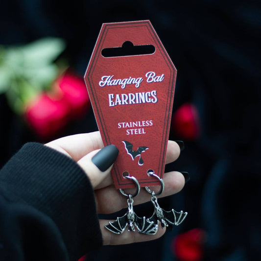Gothic Hanging Bat Earrings