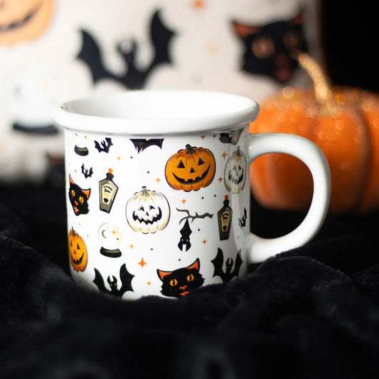 Spooky Cat and Pumpkin Print Halloween Mug image 0