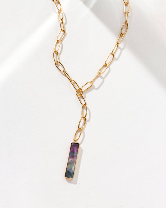 Boardwalk Lariat Statement Necklace - Flourite