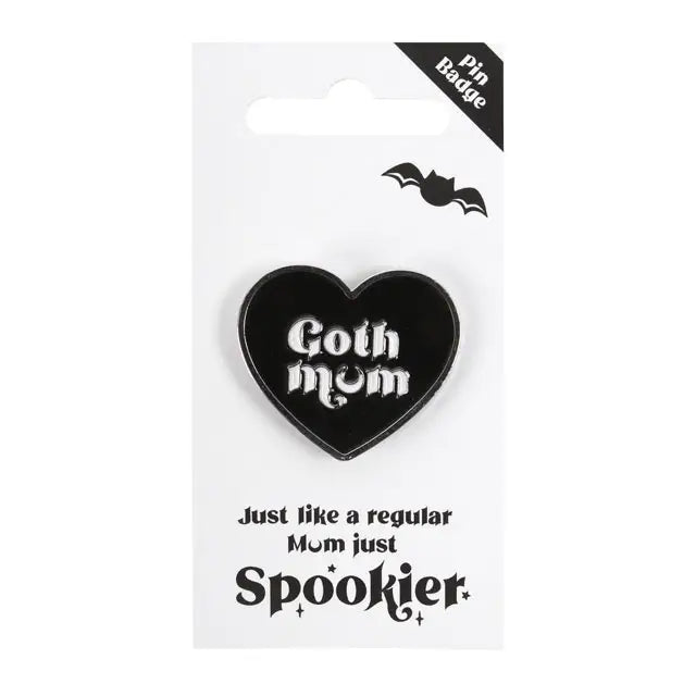 Goth Mum Black Heart Mother's Day Pin Badge image 1