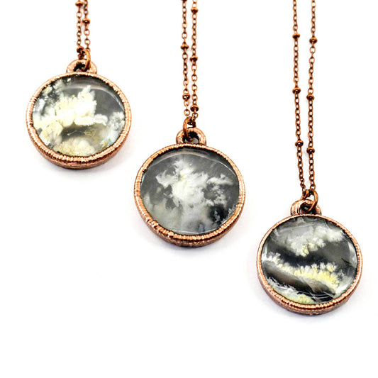 Dark Grey Sky Orb Necklace // Soldered Copper Chain