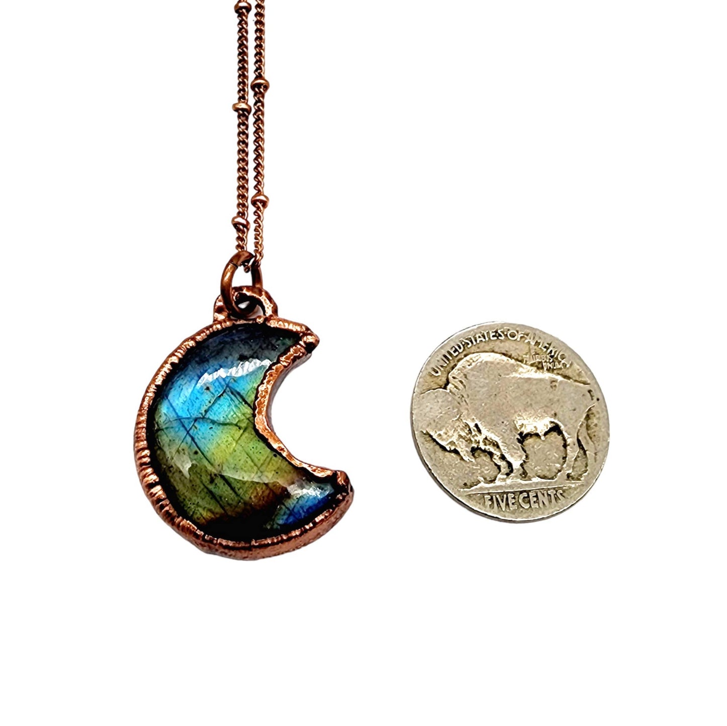 Mini Labradorite Crescent Moon Necklace