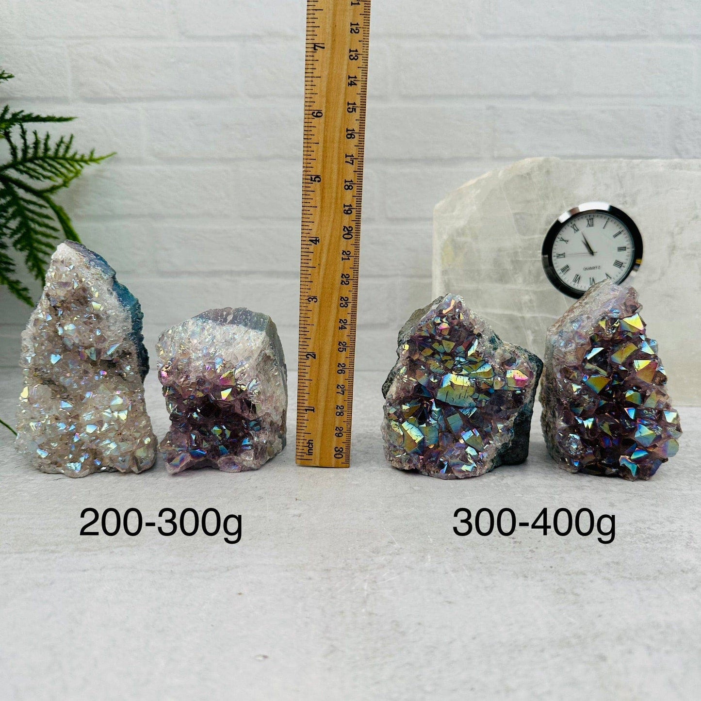 Amethyst Druzy Crystal Cut Base with Angel Aura Pearly Finish