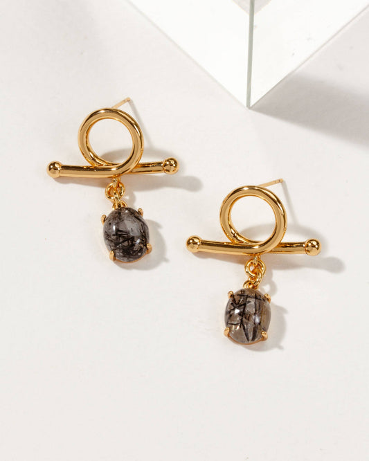 Embrace Me Post Earrings - Tourmalinated Quartz