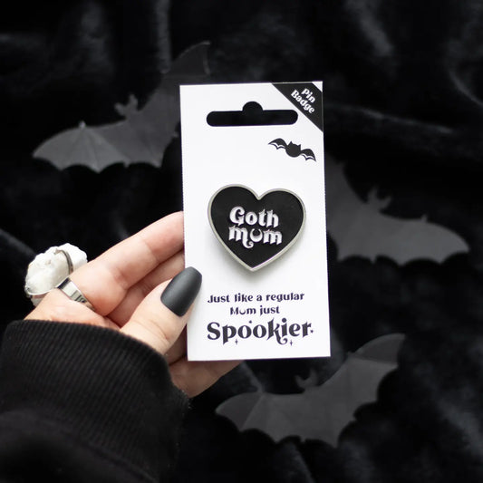 Goth Mum Black Heart Mother's Day Pin Badge image 0