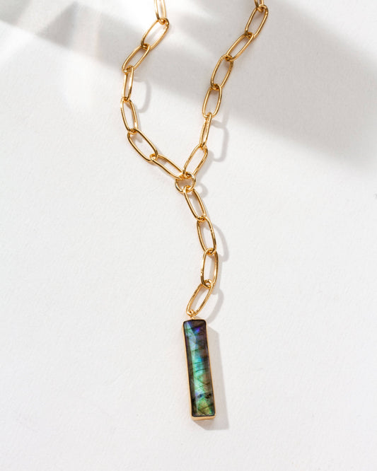 Boardwalk Lariat Statement Necklace - Labradorite