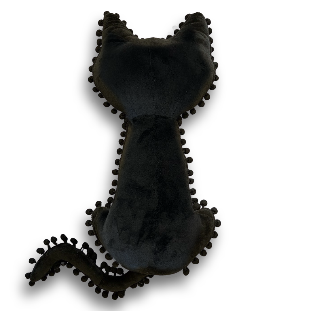 18" Halloween Decor, Plush Pillow - Black Cat