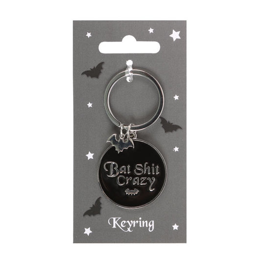 Round Bat Shit Crazy Keyring image 0