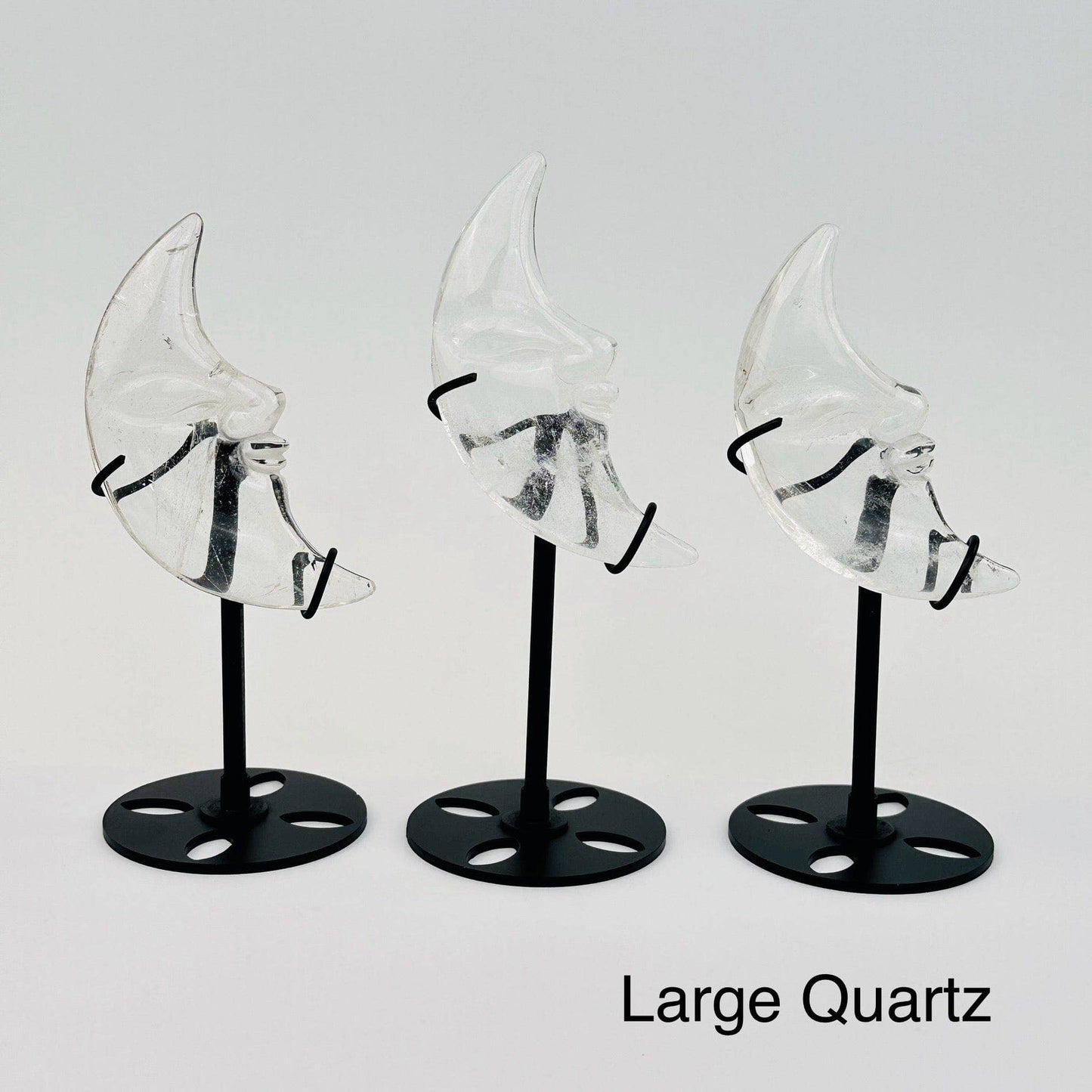 Crystal Moon Crescent on Stand - Quartz or Blue Lace Agate