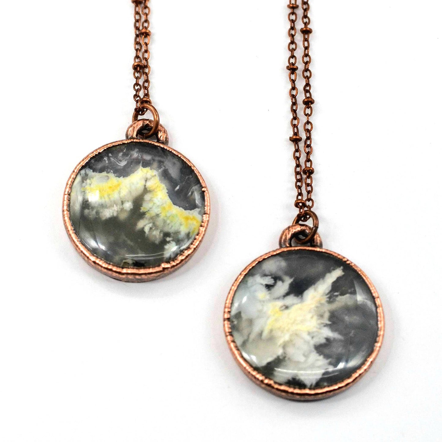 Dark Grey Sky Orb Necklace // Soldered Copper Chain
