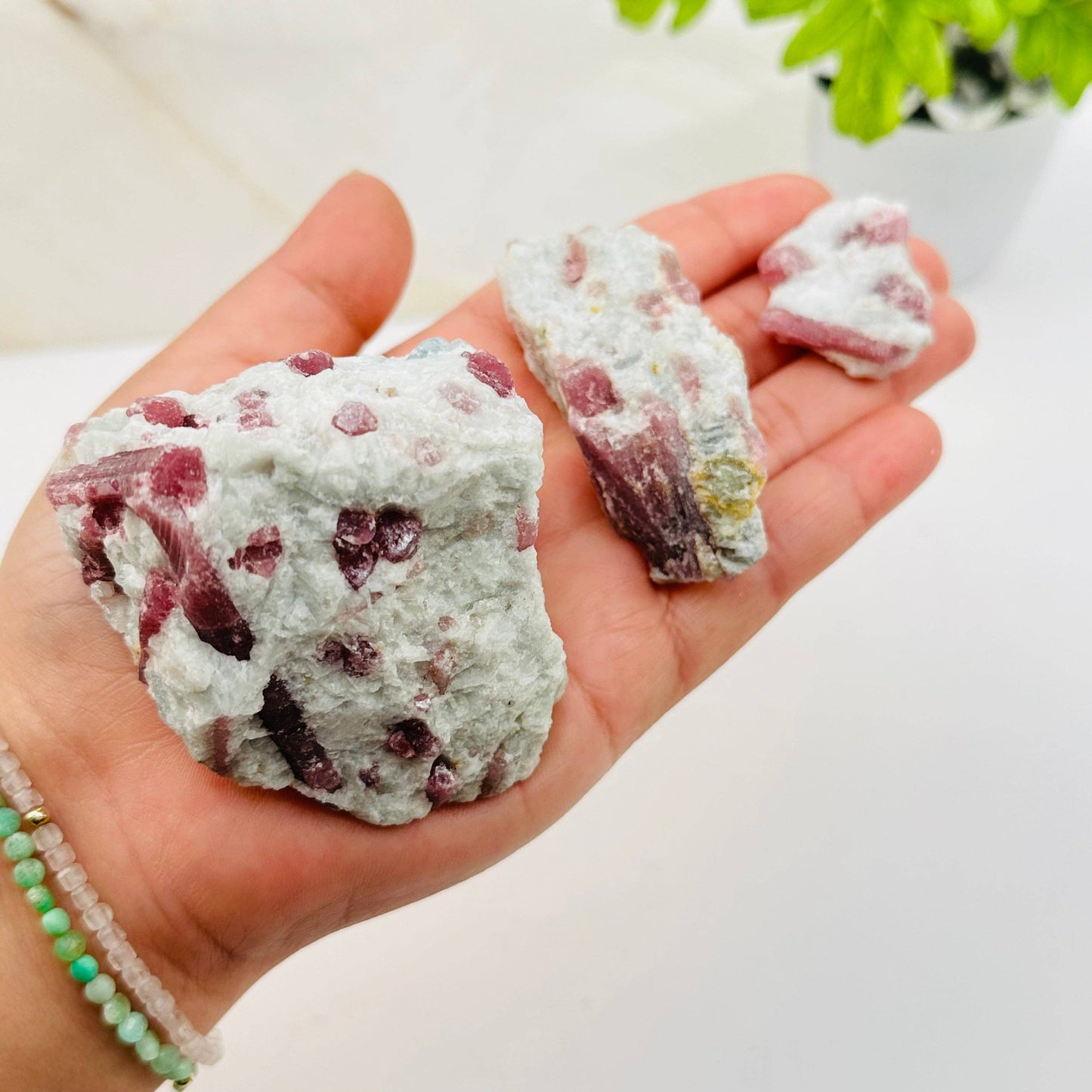 Natural Pink Tourmaline on Matrix Crystal Clusters