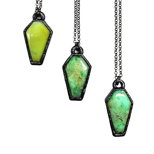 Apple Green Chrysoprase Coffin Necklace