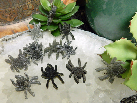 Black Druzy Spider Crystal Cabochon Halloween Decor