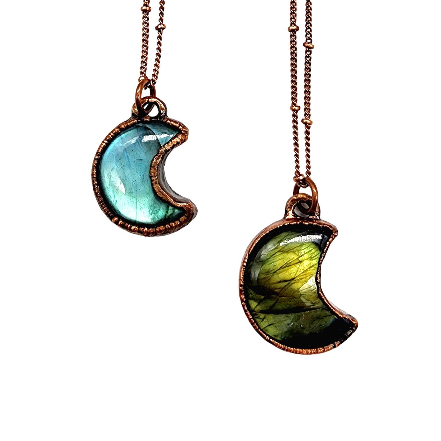 Mini Labradorite Crescent Moon Necklace
