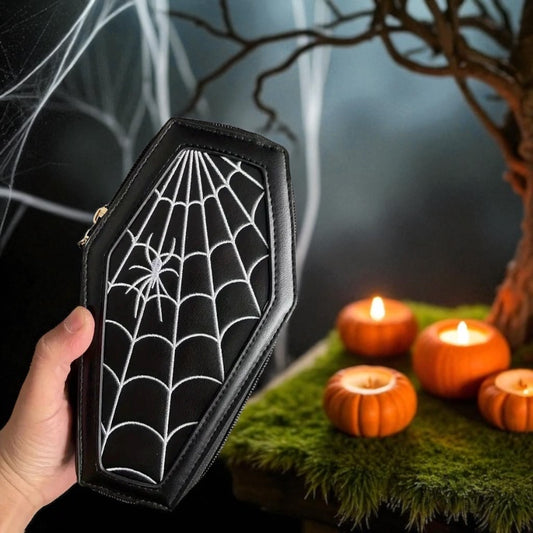 Spooky Gothic Coffin Bag with Enchanted Spider Web - 2 Designs