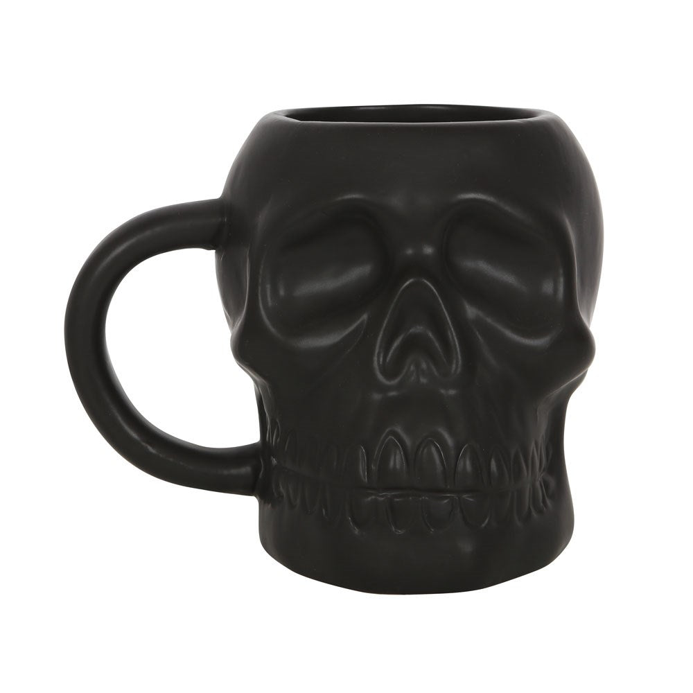 Matte Black Gothic Halloween Skull Mug image 1