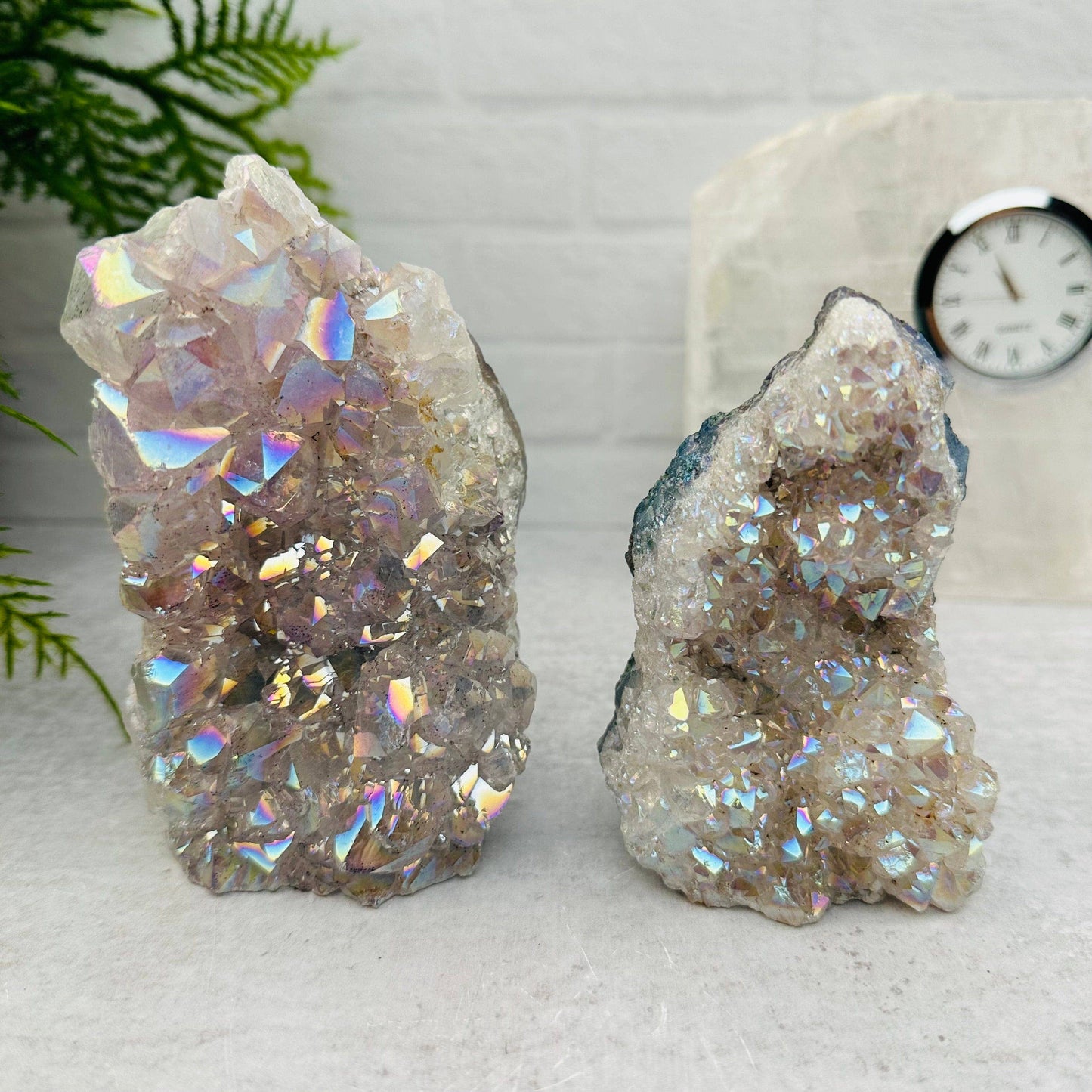 Amethyst Druzy Crystal Cut Base with Angel Aura Pearly Finish
