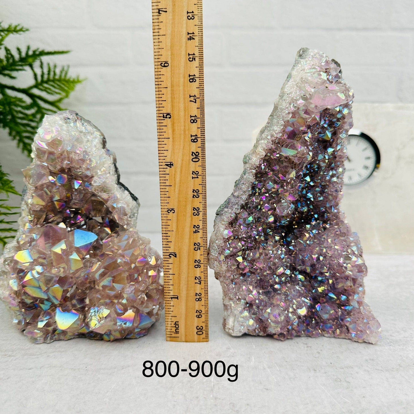 Amethyst Druzy Crystal Cut Base with Angel Aura Pearly Finish