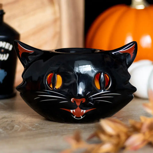 Spooky Black Cat Halloween Oil Burner image 0