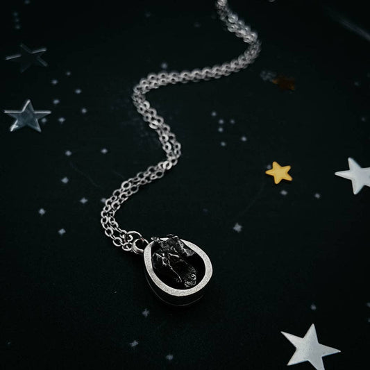 Small Chunky Teardrop Necklace with Authentic Meteorite