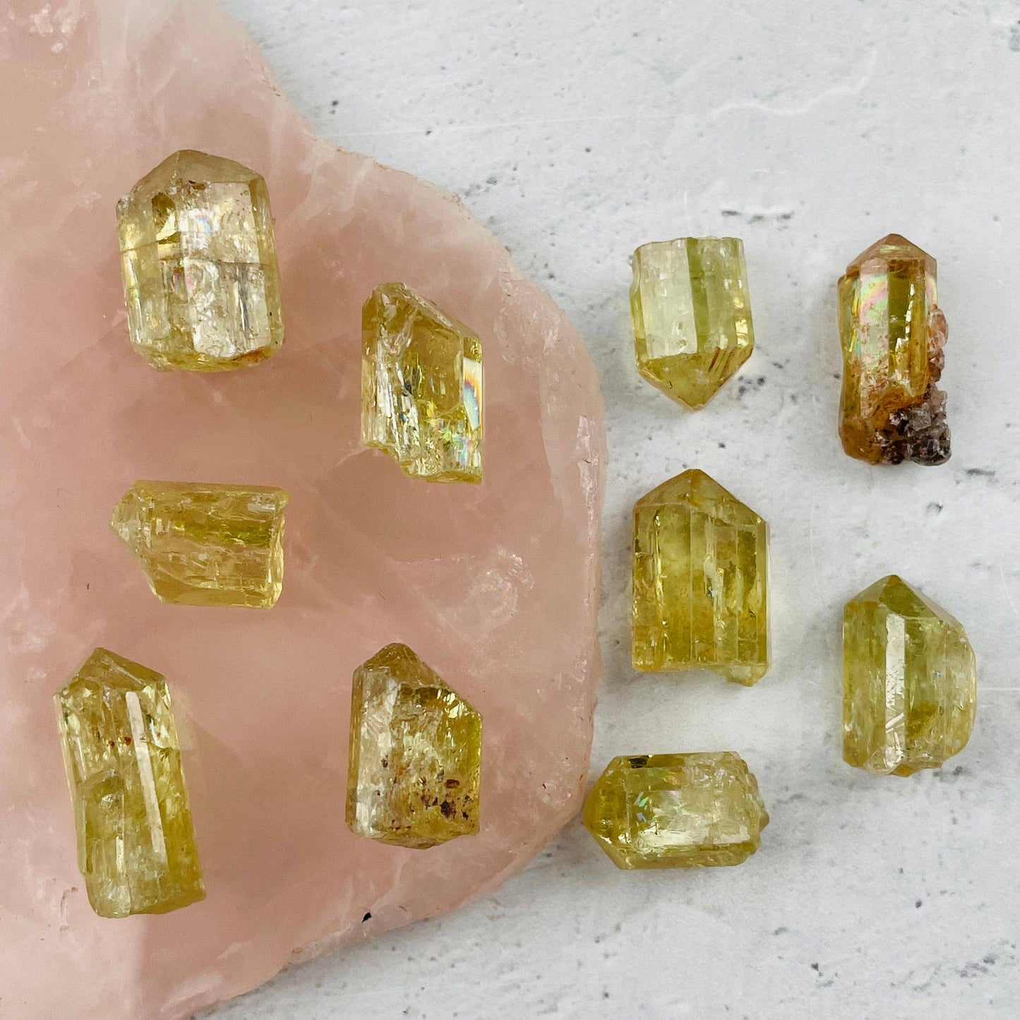 Yellow Apatite Rough Crystal Natural Mineral Points