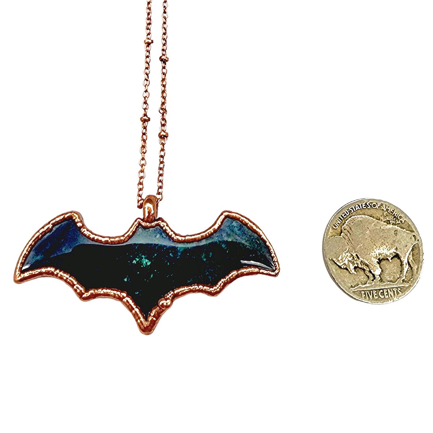 Moss Agate Bat Necklace