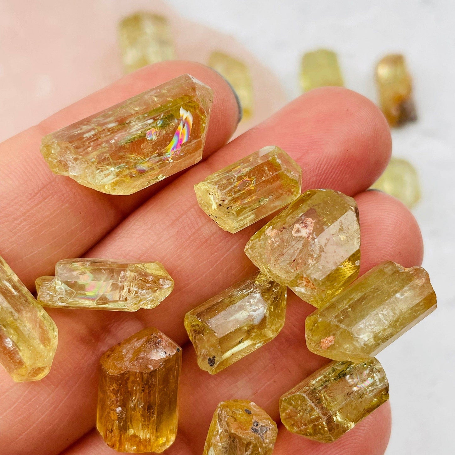 Yellow Apatite Rough Crystal Natural Mineral Points