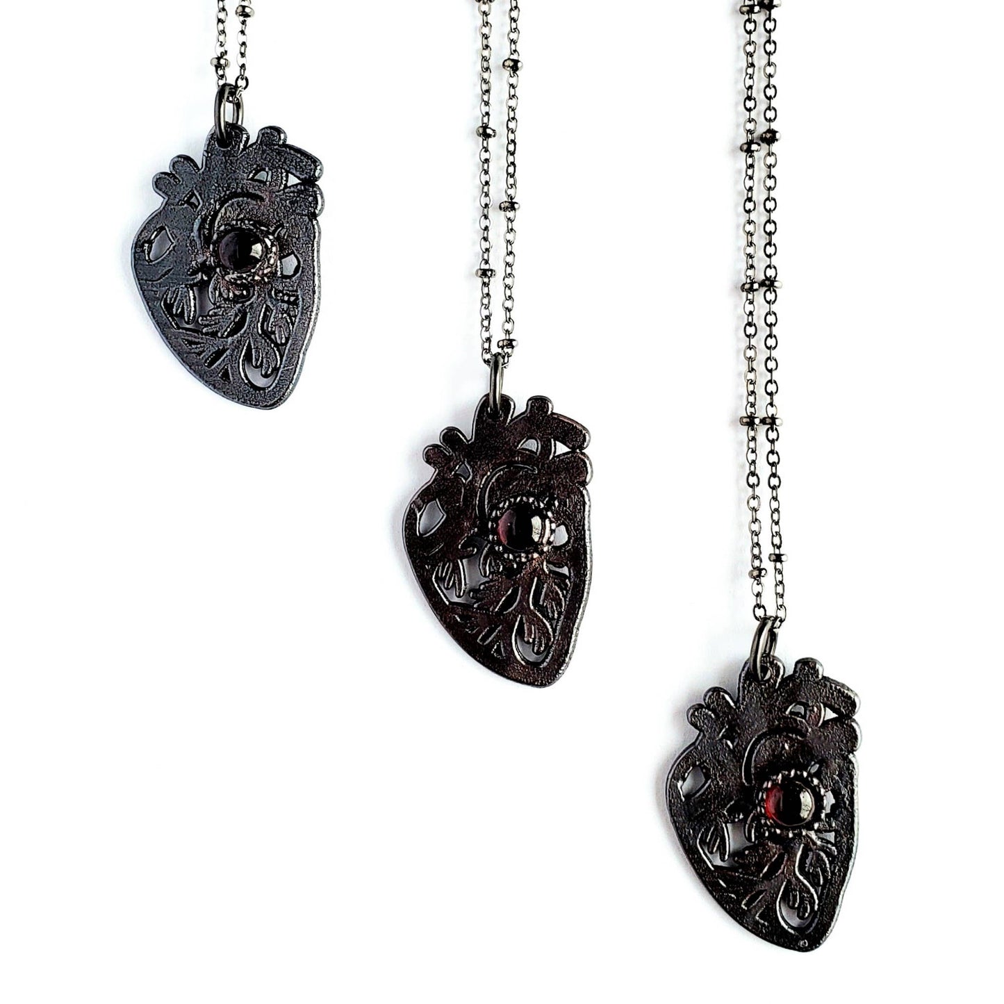 Garnet Sacred Heart Necklace
