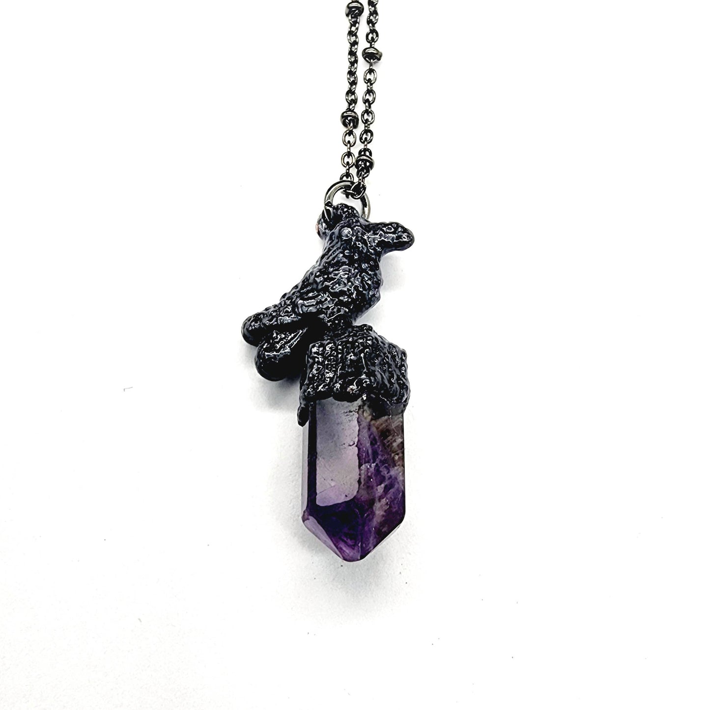 Crystal Crow Necklace - Amethyst