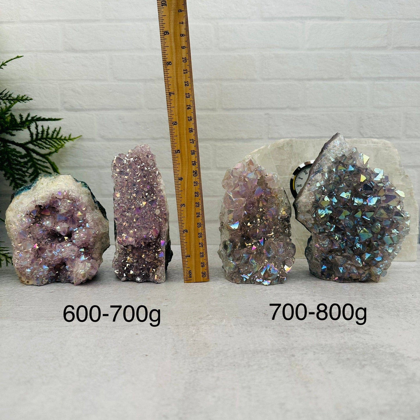 Amethyst Druzy Crystal Cut Base with Angel Aura Pearly Finish