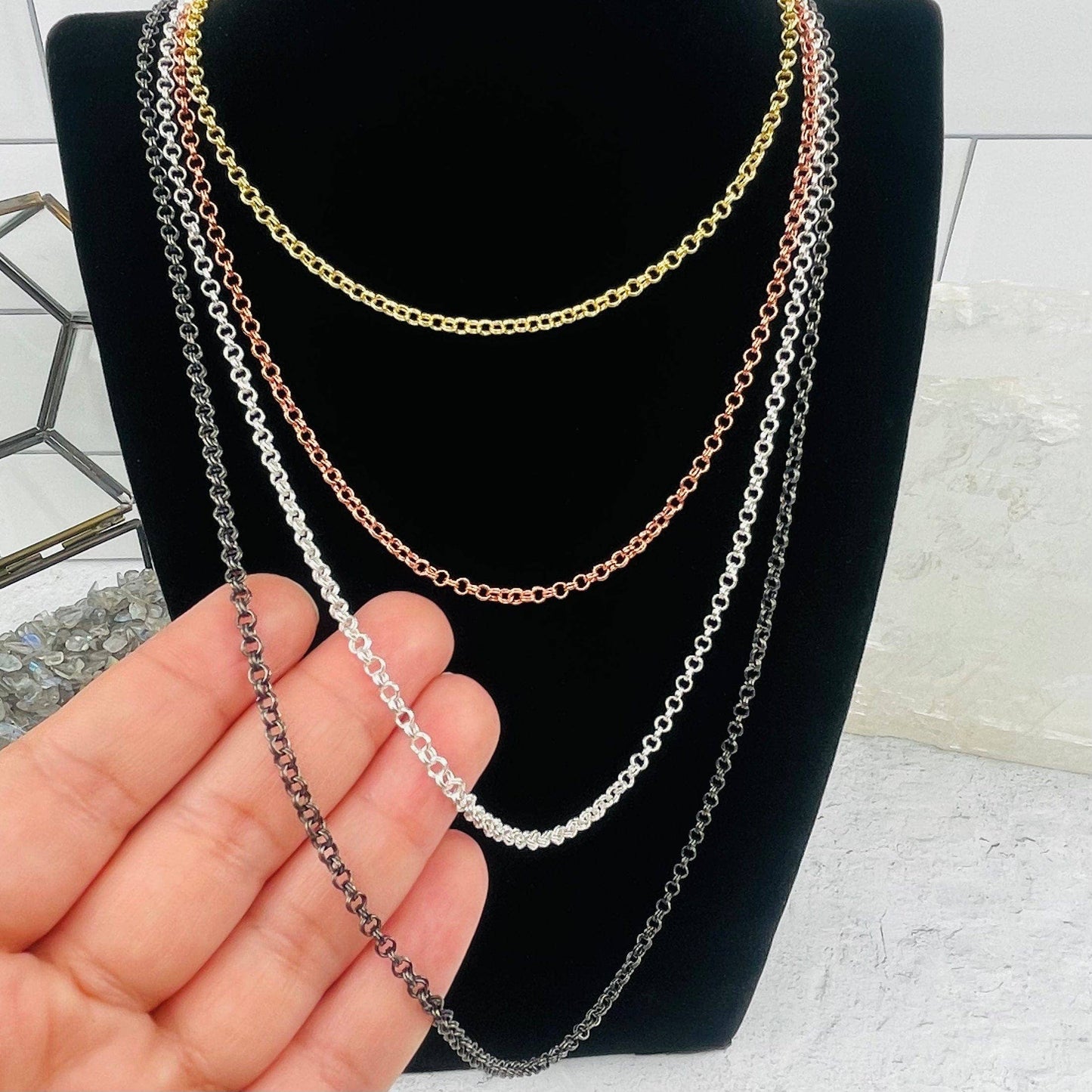 Crystal Double Chain Necklace - You Select Style