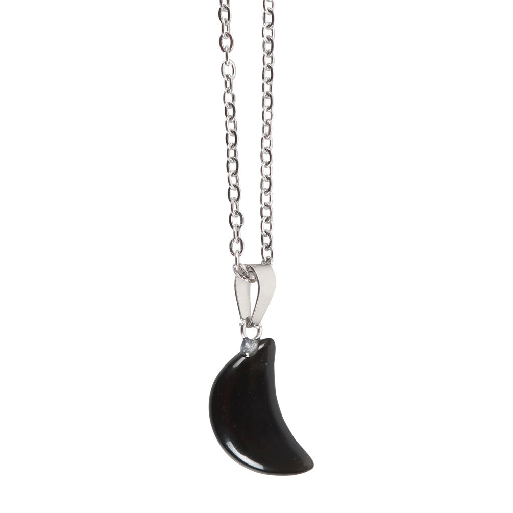 Black Obsidian Crystal Moon Necklace On Greeting Card image 3