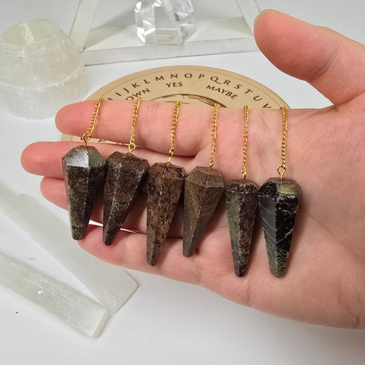 Garnet Crystal Pendulum with Gold Plated Bail and Chain