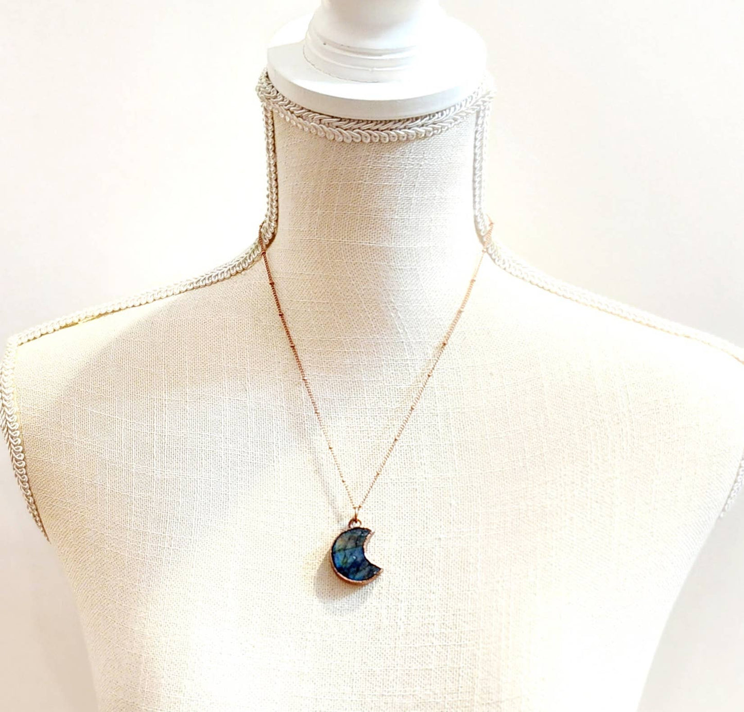 Mini Labradorite Crescent Moon Necklace
