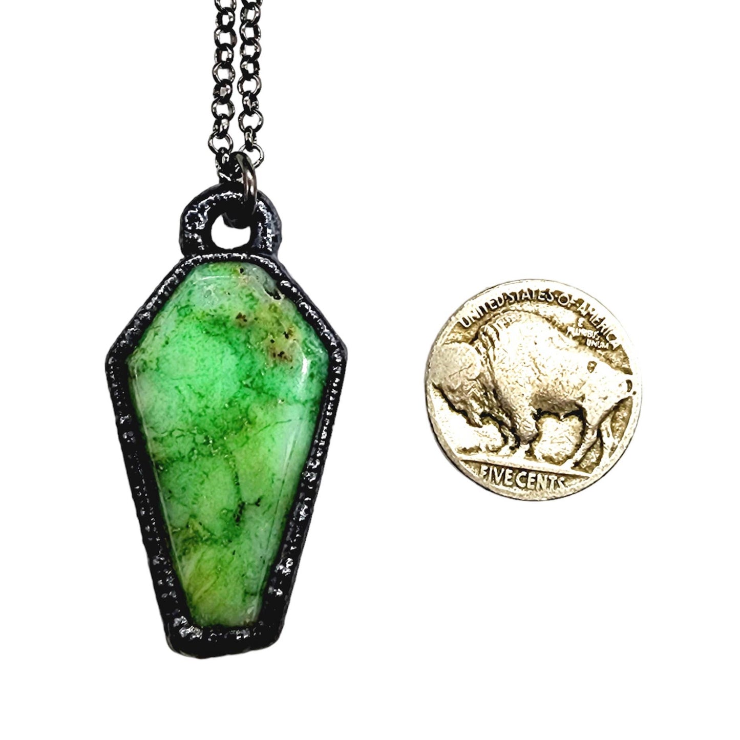 Apple Green Chrysoprase Coffin Necklace