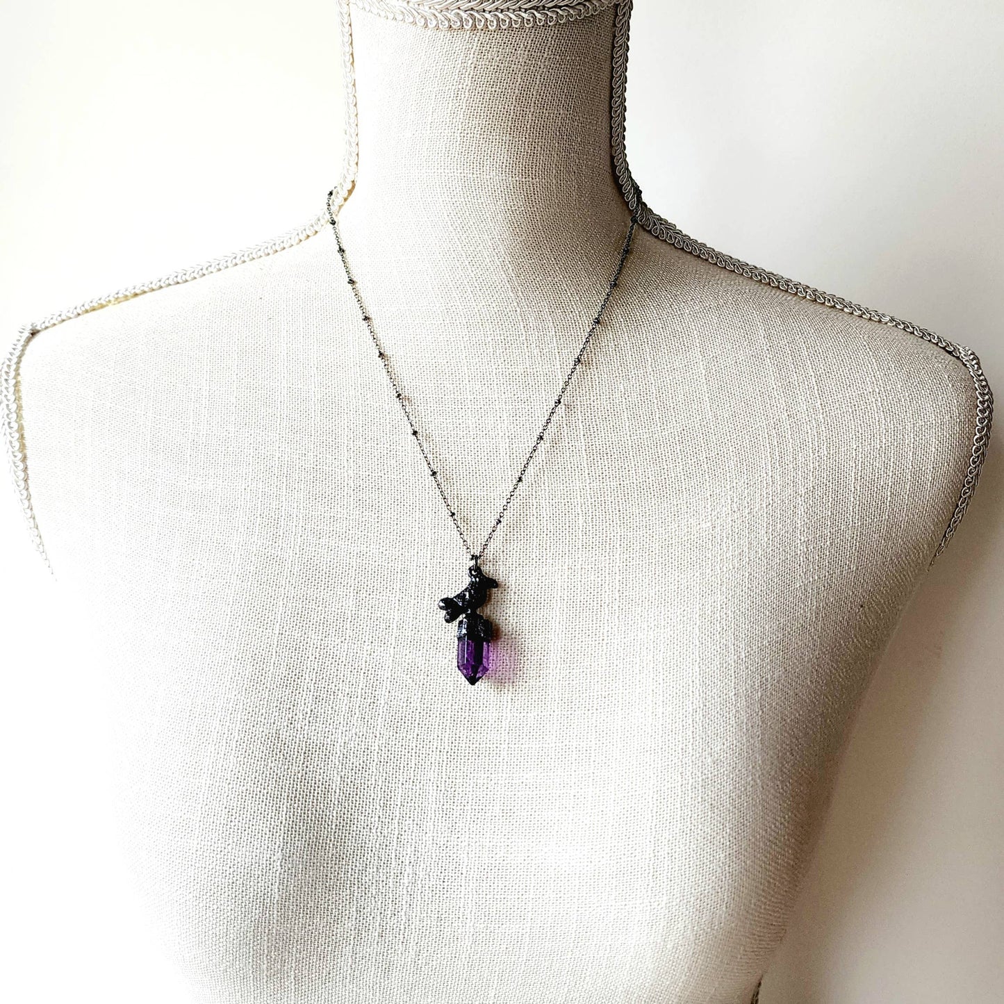 Crystal Crow Necklace - Amethyst