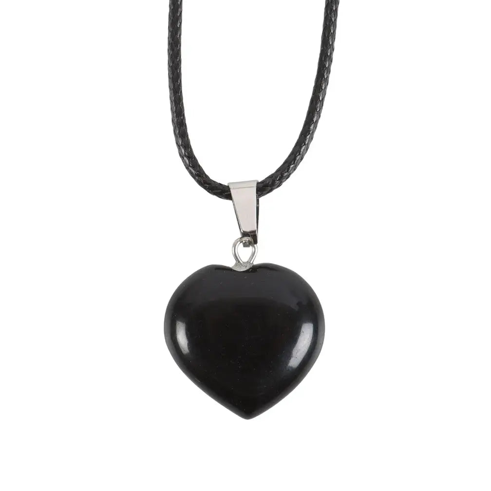 Black Obsidian Healing Crystal Heart Necklace image 1