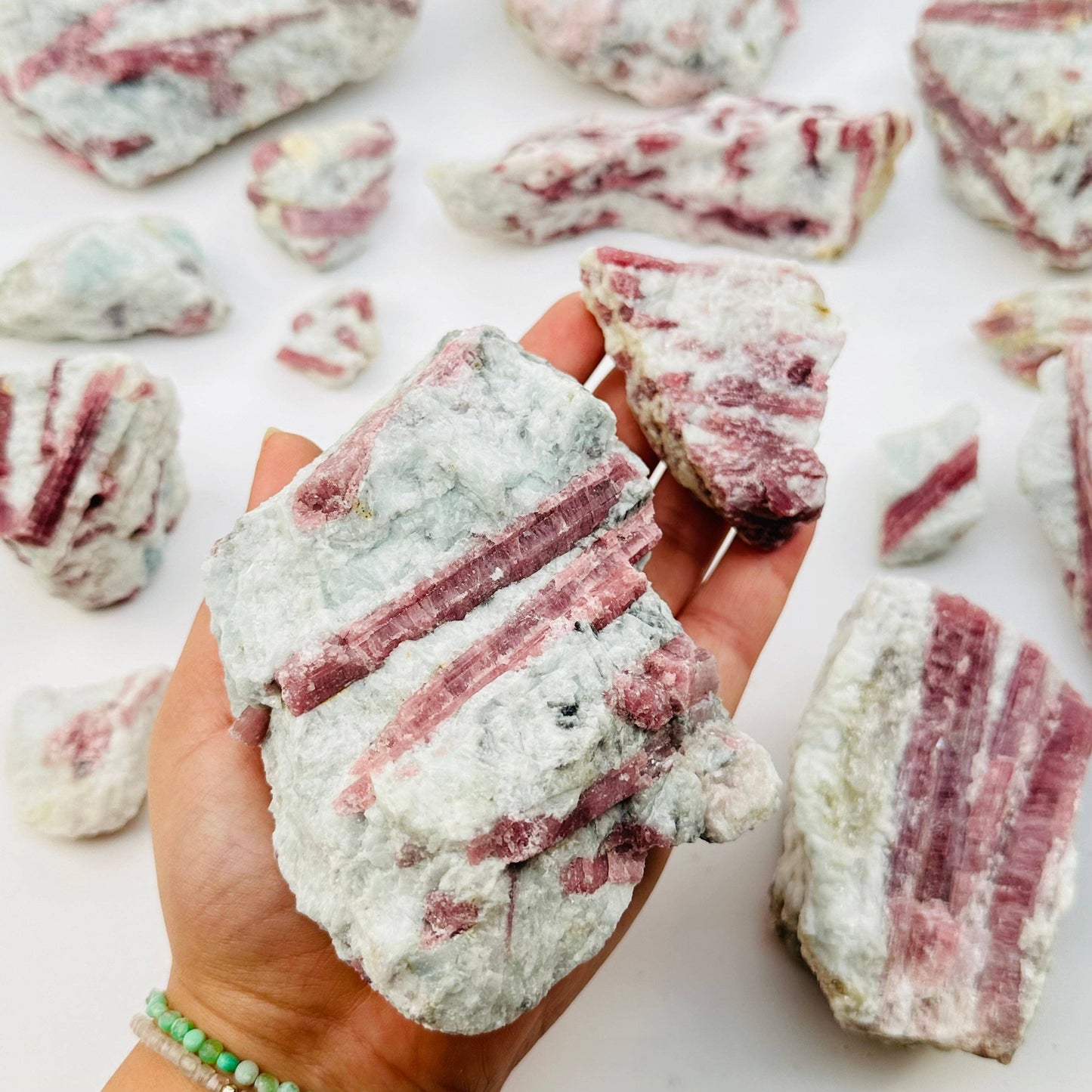 Natural Pink Tourmaline on Matrix Crystal Clusters