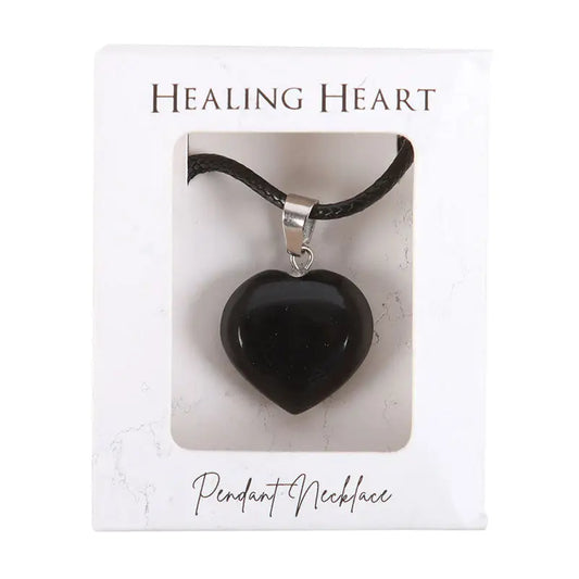 Black Obsidian Healing Crystal Heart Necklace image 0