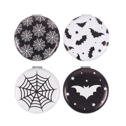 Set of 12 Gothic Bat and Spiderweb Compact Mirrors